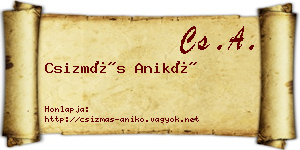 Csizmás Anikó névjegykártya